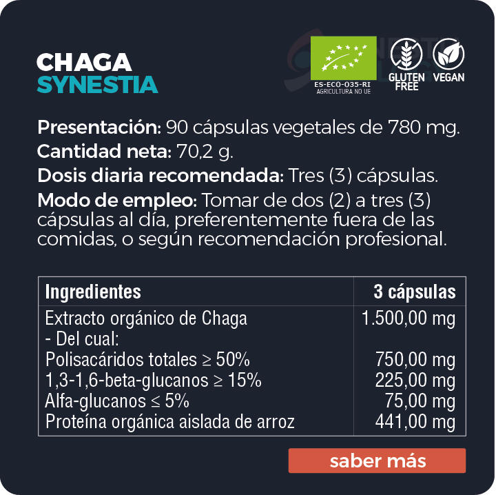 Chaga Synestia (90 cápsulas-780mg) - Imagen 4