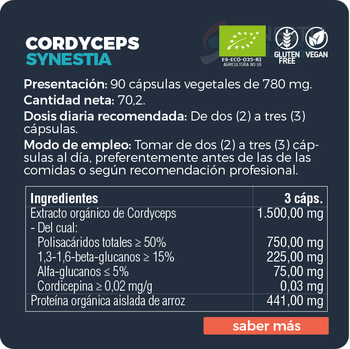 Cordyceps Synestia (780mg-90 cáps) - Imagen 4