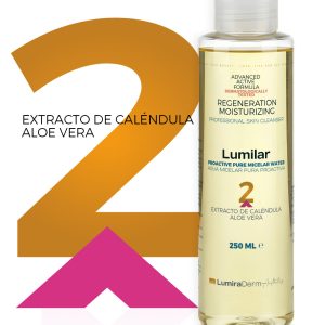 Lumilar® Agua Micelar desmaquillante PROACTIVA con Aloe Vera y Caléndula.